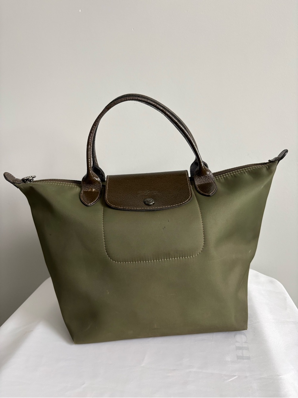 Longchamp Olive Green Le Pliage Original Handbag